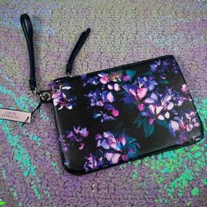 Victoria's Secret Black and Purple Floral Wristlet